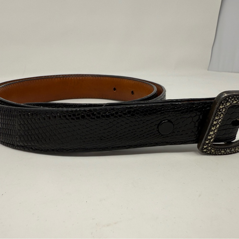Pat Areias  Genuine Leather Brown Belt with Vintage JJ sterling buckle